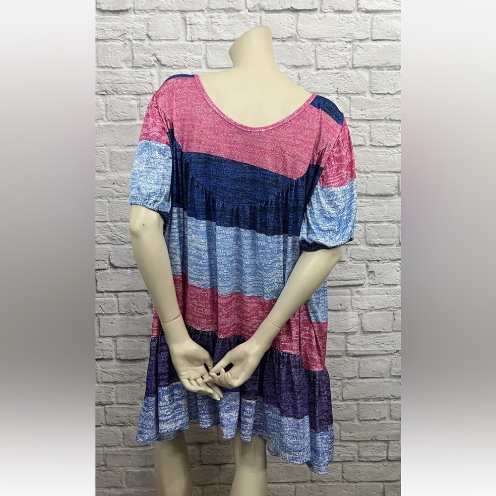 *HOST PICK* LILY BY FIRMIANA MULTI COLOR STRIPED SHORT SLEEVE DRESS SIZE 3XL - Picture 4 of 5